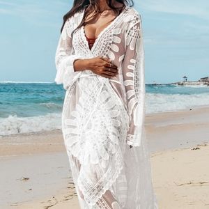 Cupshe Floral Mesh Kimono Beach Coverup